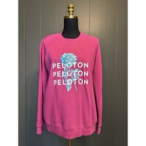 Peloton Repeat Logo Digital Rose‎ Graphic Dark Pink Oversized Sweatshirt XS